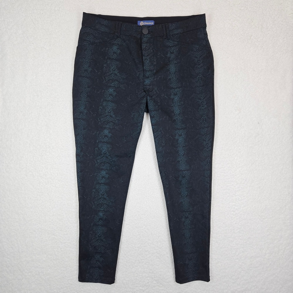 Democracy Absolution Tummy Control Snakeskin Skinny Pants Women 16 Teal
